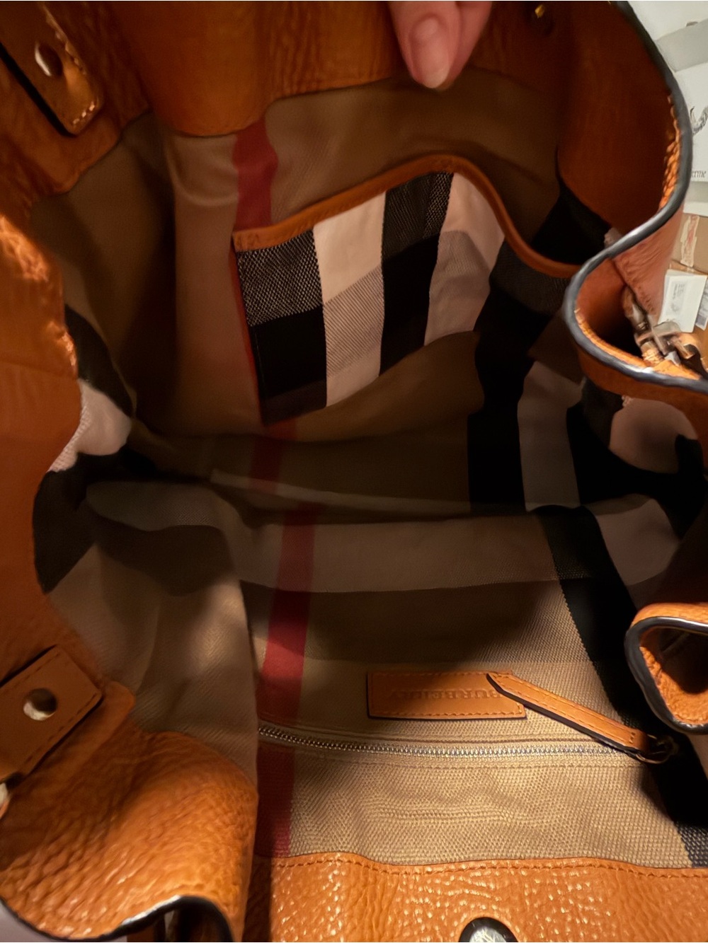 BURBERRY Brown Leather And House Check Canvas Medium Maidstone Tote Bag - Picture 13 of 14